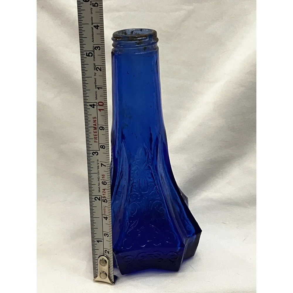 VTG Scandinavian Style Single Cobalt Blue Pressed Glass Bottle Shaker No Lid